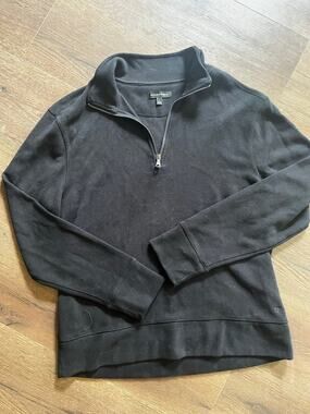 Banana Republic Men’s Black Quarter Zip Pullover Size L Cotton Blend Mock Neck